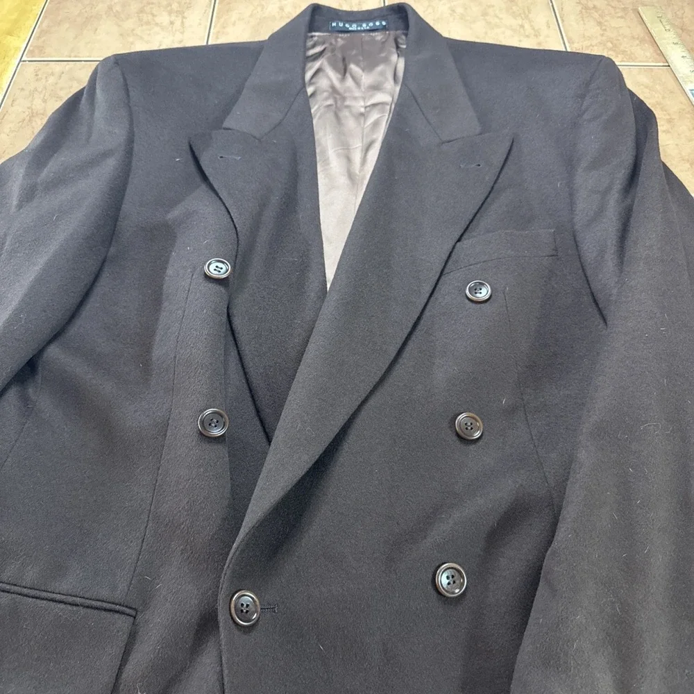 Hugo Boss Loro Piana Sz 44R Wool Cashmere Brown Double Breasted Blazer Jacket